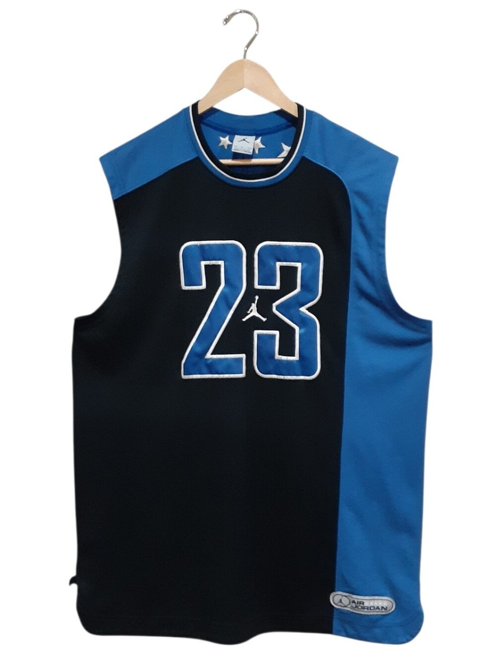 Jordan Men's Sleeveless Basketball Jersey Black Blue Embrorered Size XL
